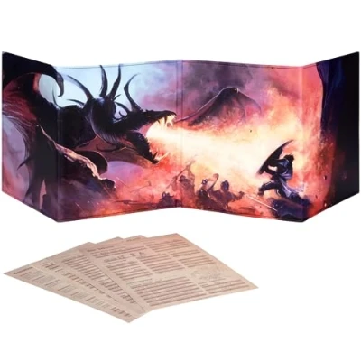 Imagen de DND DM Screen 5E Pantalla de Dungeon Master en Color con Encartes Personalizables Accesorio para Game Juegos Rol / RPG Dungeons and Dragons. Regalos Dragones y Mazmorras GM D&amp;D