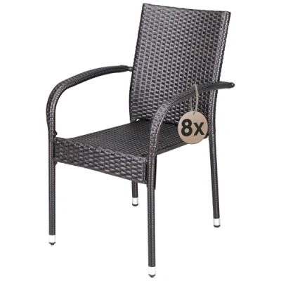 Imagen de Silla apilable de poliratán Comfort juego 8 marrón