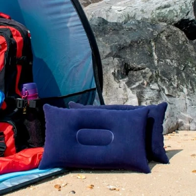 Imagen de TRIXES Almohada de Viaje Azul Marino Inflable Soplando para Campamentos