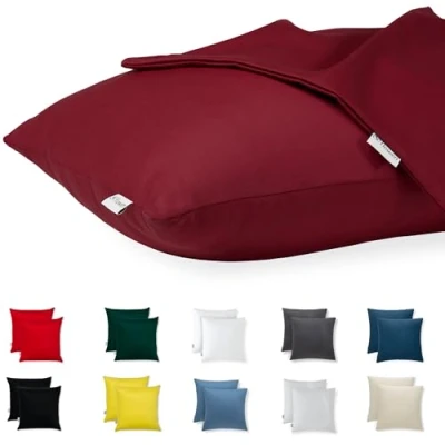 Imagen de Flowen Fundas de Cojin 35x35 100% Algodón Juego 2 Funda Almohada Sofá Decorativas con Cremallera Invisible Tejido Suave y Lavable Antiácaros Transpirable Hipoalergénico para Cama Silla