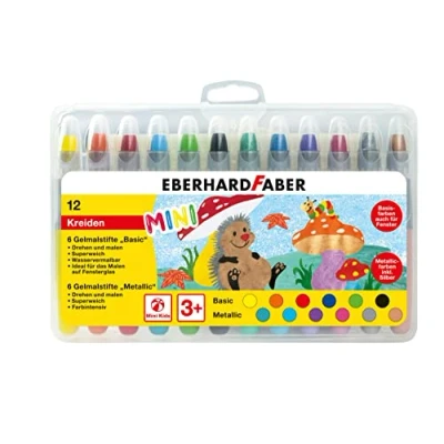 Imagen de Eberhard Faber 529112 crayones de gel Basic y Metallic con mina blanda funda deslizante, 12 en estuche cartón