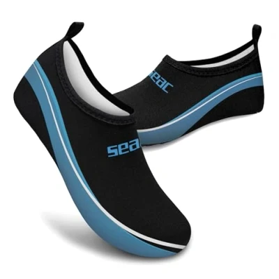 Imagen de SEAC Smile, Zapatillas Deportivas Acuáticas, para el Mar, la Playa y Piscina, Antideslizantes, Elásticas, Negro, 41 EU
