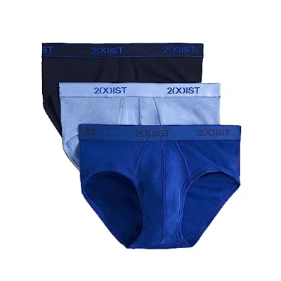 Imagen de 2(X)IST Paquete de 3 Calzoncillos Invisibles algodón Esencial para Hombre (Paquete 3), Azul Marino/Azul Cobalto/Porcelana, XL