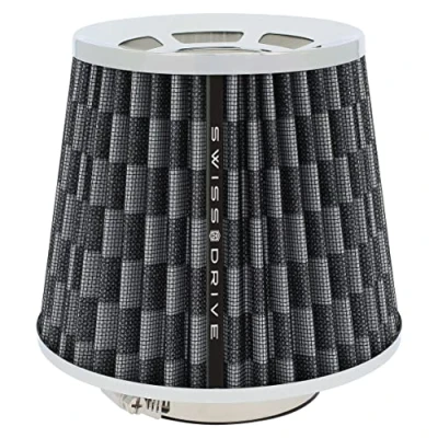 Imagen de Filtro de Aire Universal para Coche Incluye 4 Adaptadores 60mm 65mm 70mm 77mm Entrada Alto Flujo Limpiador Color Negro