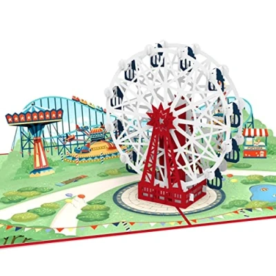 Imagen de papercrush® Tarjeta desplegable de parque temático con noria cumpleaños 3D para niños montaña rusa, vale viaje Viena (Prater Viena), regalo dinero o vales