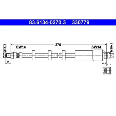 Imagen de ATE 83.6134 0270.3 Latiguillos de Freno 270 M10x1 VOLVO: V70 I
