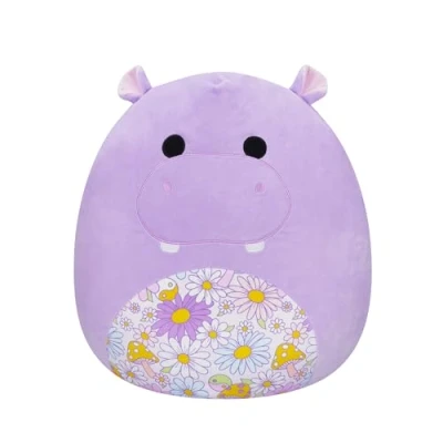 Imagen de Squishmallows SQCR05494 Hanna The Purple Hipopótamo con Vientre Floral, 50,8 cm, Multicolor