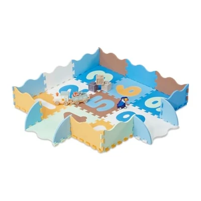 Imagen de Relaxdays Alfombra Puzle Niños Borde Alto, Colchoneta Bebé Números, 34 Piezas Goma, Libre Tóxicos, Lavable, Multicolor, Gomaespuma, 1 x 30 cm