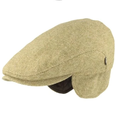 Imagen de Breiter Gorro de invierno para hombre con orejeras, gorra plana, 100% lana, protección las orejas desplegable, respetuoso la piel y cómodo, Oliv Bavaria, 57