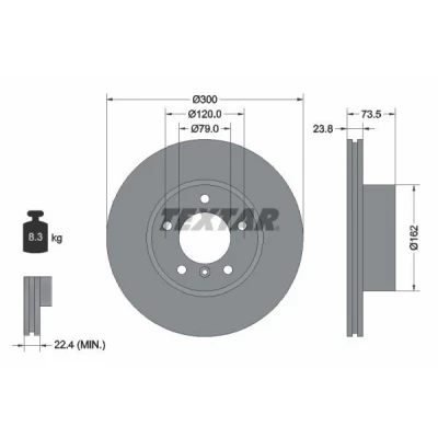 Imagen de TEXTAR 92137700 Disco de freno 300 23,8 05/06 120 ventilación interna sin perno sujeción rueda, buje rueda BMW: 3 Berlina, Coupé