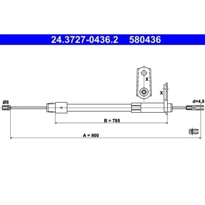 Imagen de ATE 24.3727 0436.2 Cable de Freno Mano 900 MERCEDES BENZ: Clase C Berlina, CLK Coupé