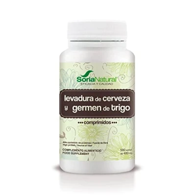 Imagen de Soria Natural Levadura de Cerveza y Germen Trigo Previene la Caída del Cabello, Antioxidante, Aporta Energía, Ayuda en salud intestinal Cardiovascular Vitamina B, Hierro, Zinc 500caps