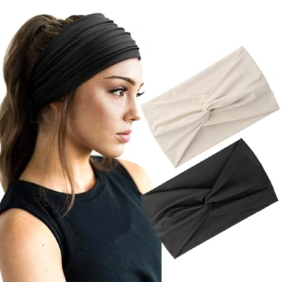 Imagen de DRESHOW 2 Piezas Diadema Para Mujer Turbante Bohemia Elástico Cinta Banda El Cabello Accesorios
