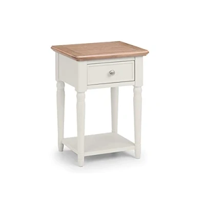 Imagen de Julian Bowen Drawer Lamp Table, Grey &amp; Limed Oak Provence Mesa Auxiliar con 1 cajón, Color Gris y Roble limado, 40 x 35