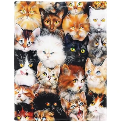 Imagen de YISUMEI Manta de 125 x 150 cm, suave franela forro polar para gatos, cría colágeno mascotas