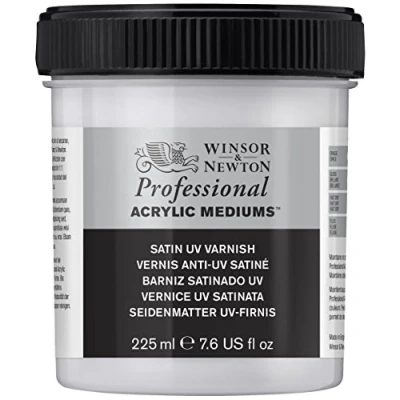 Imagen de Winsor &amp; Newton Mediums para acrílico profesional barniz satinado UV, 225 ml, proteger trabajos artísticos, con agente protector contra rayos UV