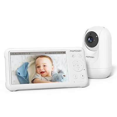 Imagen de momcozy Babyphone con cámara, Monitor para bebés Video HD de 1080P 5 Pulgadas cámara y Audio, sin WiFi, batería 5000 mAh, Lente Gran Angular, Visión Nocturna Clara, Alcance 960 pies
