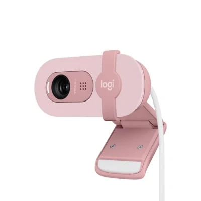 Imagen de Webcam Logitech Brio 100, Iluminación automática, Full HD 1080p, USB, Micrófono omnidireccional integrado, Tapa de privacidad, PC Mac, Rosa