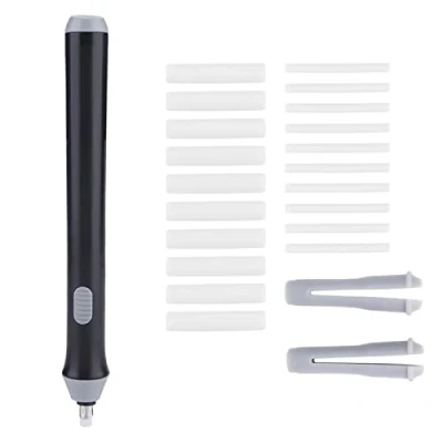 Imagen de borrador eléctrico El de lápiz automático con batería incluye 22 recargas para estudiantes Artista pintar escribir(Negro)