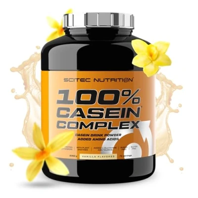 Imagen de Scitec Nutrition 100% Casein Complex Complejo de Caseína a base Micelar con L Glutamina, Taurina y Enzimas Vegetales, 2,35 kg, Vainilla