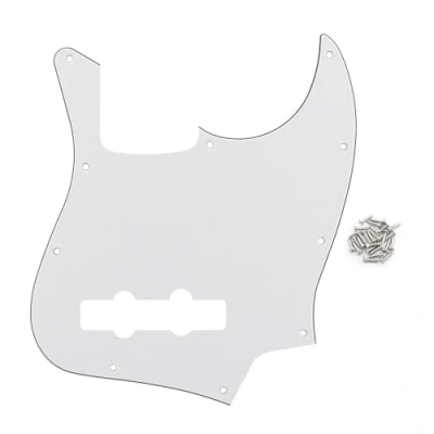 Imagen de FLEOR 10 agujeros JB Bass Pickguard 3 capas Rascar Placa sin truss Rod Notch para bajo de jazz Standard 4 cuerdas, blanco