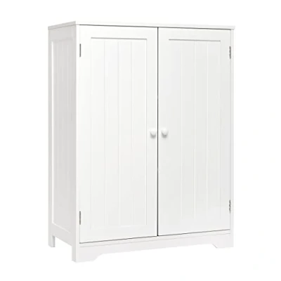 Imagen de Meerveil Armario Baño, Gabinete de Almacenamiento Pintura MDF con 180 Bisagra 2 Puertas y 3 Estantes 60x30x80cm Utilizado en Baño Cocina Sala Estar Entrada (1 Ajustable Balda)