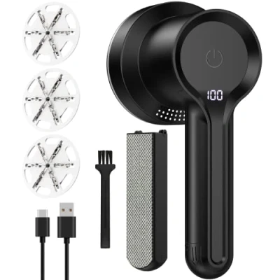 Imagen de Coovee Quitapelusas Electrico De Ropa con Cepillo Estático, Quita Pelusas y Pelotillas 3 Velocidades, Cuchilla 6 Hojas, Pantalla LED, Carga USB.