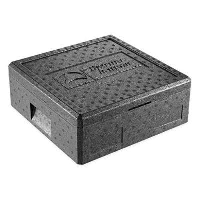 Imagen de thermohauser Caja térmica para pizza con tapa, de EPP, 12,5 litros, 41 x 16 cm, entrega pizzas, color negro