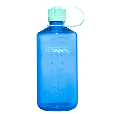 Imagen de Nalgene Botella de agua ligera Sustain Tritan sin BPA irrompible para mochilero, senderismo, gimnasio, 907 ml, boca estrecha, azul aciano, 32 oz