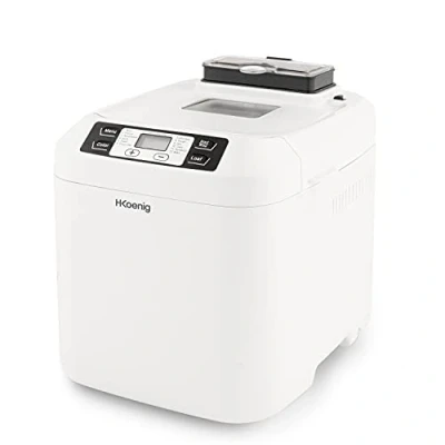Imagen de H.Koenig Panificadora BAKE340,12, 2 Tamaños de Pan, Dispensador Cereales, Programa Sin Gluten, Brioche, Mermelada, Funciones Inicio Retardado y Mantener Caliente, Pantalla LCD, 550W