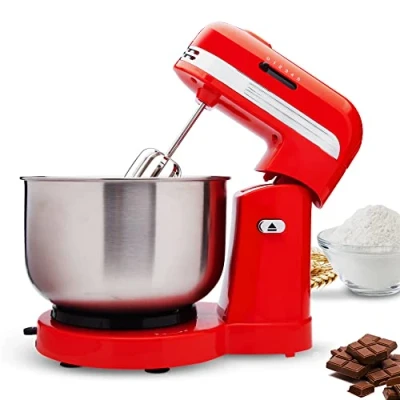 Imagen de SOGO Batidora Amasadora de Varillas Repostería, 350 W, 5 Velocidades, Libre BPA, Rojo, con Bowl (SS 14505)