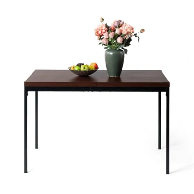Imagen de FurnitureR mesa de comedor, cocina en patrón madera gris, rectangular con marco metal patas ajustables para sala estar, 120 x 70 75 cm, escritorio gris y