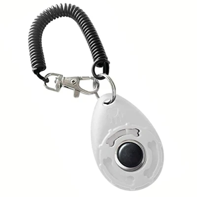Imagen de 1 Piezas Clicker Perro,Clicker PerroAdiestramiento,Adiestramiento Perros,Clicker para adiestramiento Perro,Perro Gato Caballo Training de Perros con Correa Blanco