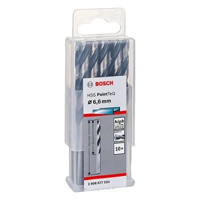 Imagen de Bosch Professional 10 brocas helicoidales HSS PointTeQ, para metal, 6.6 x 63 101 mm, accesorio de taladro