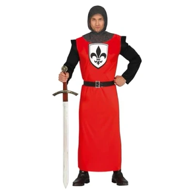 Imagen de FIESTAS GUIRCA Disfraz de Caballero Medieval Atuendo Rojo Guerrero para Hombre Adulto Talla M 48 50