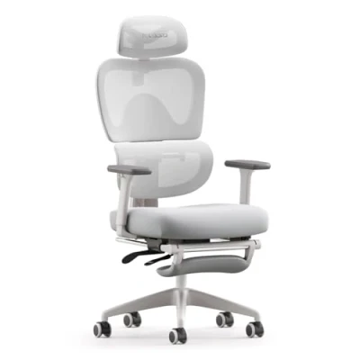 Imagen de MUSSO E600SE Silla ergonómica de oficina lumbar ajustable 3 niveles, reposabrazos y reposacabezas ajustables 3D, con reposapiés, diseñada para mujeres adolescentes, protección la columna