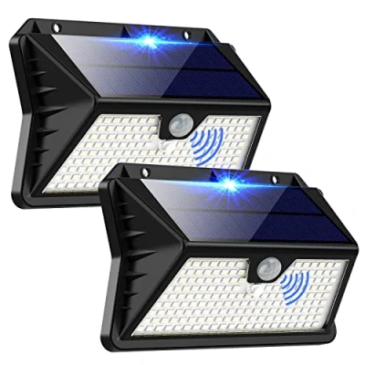 Imagen de OUILA Luz Solar Exterior, [185 LED/ 3 Modos/ 2200mAH] Luces Solares con Sensor Jardin de Movimiento, Foco Exterior IP65 Impermeable para Jardín, Garaje, Calle, Patio, Puertas(2 Paquete)