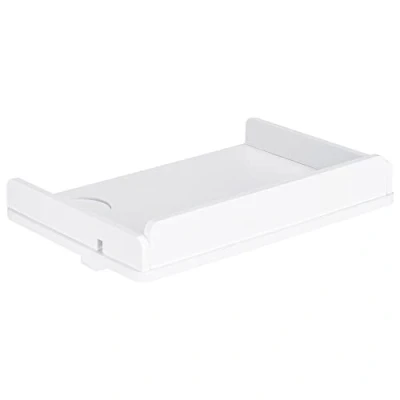 Imagen de Navaris Mesilla de noche flotante Estante cama ajustable bambú Mesita pequeña para libro agua copa comida 38 x 26 cm Blanco