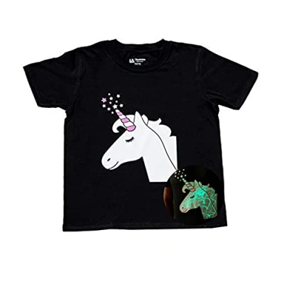 Imagen de Illuminated Apparel Camiseta con diseño Interactivo luz Que Brilla en la Oscuridad (Unicornio, 7 8 años)