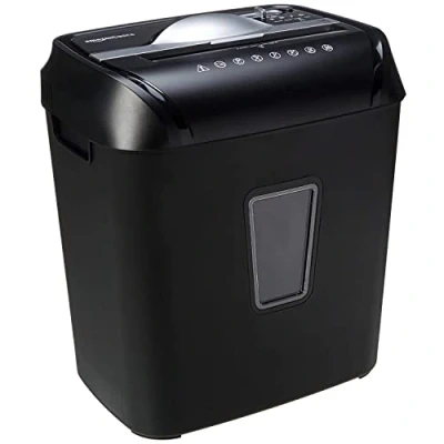 Imagen de Amazon Basics Corte cruzado Trituradora para tarjetas de crédito y papel, 10 12 hojas, Negro