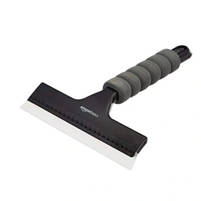Imagen de Amazon Basics Rasqueta limpiacristales con mango, para ventanas, cristales, espejos y ventanas de coches, Negro