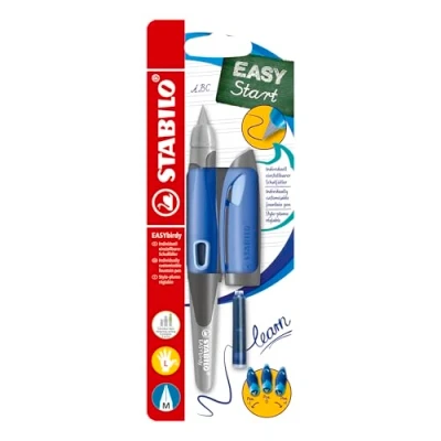 Imagen de STABILO Estilográfica ergonómica para escuela EASYbirdy M Nib zurdos azul/azul claro + herramienta el intercambio de puntas