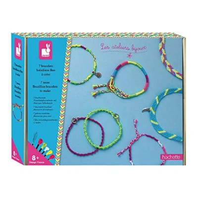 Imagen de Janod Estuche 7 Pulseras Brasileñas Fluorescentes para Crear Les Ateliers Bijoux Kit Infantil de Manualidades Creativas Motricidad Fina y Creatividad Desde 8 Años, J07929
