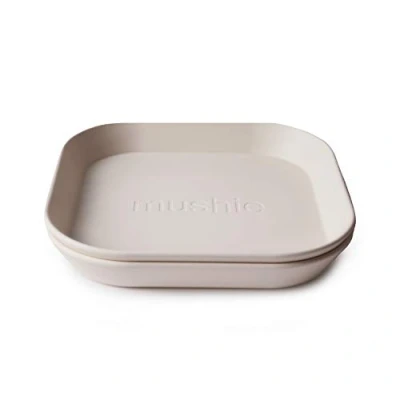 Imagen de mushie Platos Cuadrados para Niños Set de 2 Reutilizables libres BPA Aptos lavavajillas y microondas Fabricados en Dinamarca Ivory