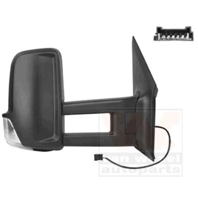 Imagen de espejo retrovisor Van Wezel 3077826 derecha negro completo, convexo, para ajuste elect. espejo, calefactable, de ángulo muerto no térmic