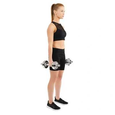 Imagen de Sunny Health and Fitness &amp; Juego de Mancuernas cromadas (15 kg, Incluye Funda Transporte), Unisex, Gris, Talla única
