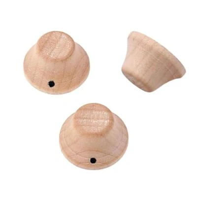 Imagen de Alnicov Pack de 3 perillas madera estilo Lp/Strat, para guitarra, bajo, sombrero, con indicador puntos, arce