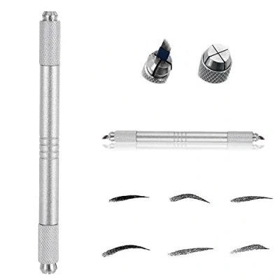 Imagen de Pinkiou Microblading Pen Ceja Color Maquillaje Pluma 2 EN 1 Tatuaje Manual Permanente Kit (Plata)