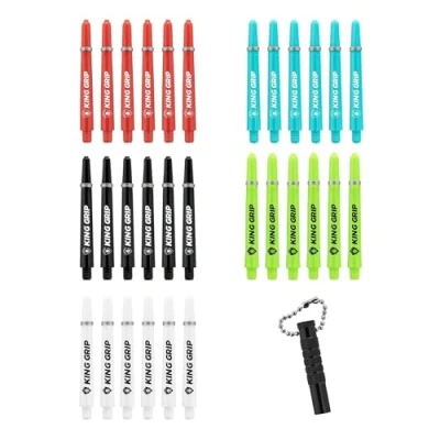Imagen de KOTO darts Colección de ejes dardos entre + removedor, nailon rojo, negro, azul, blanco, verde, adecuado para vuelos L Style Champagne EZ L1 V1, incluye 30 y práctico removedor ejes.