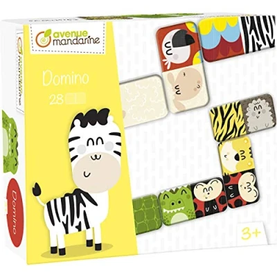Imagen de Avenue Mandarine 42764O Une boite Domino Animaux et texture comprenant 28 pièces en carton imprimé 5x11 cm